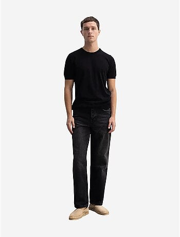 Effen t-shirt met ronde hals en ribboord giesto