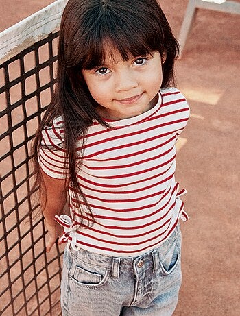 Effen T-shirt met sierknopen