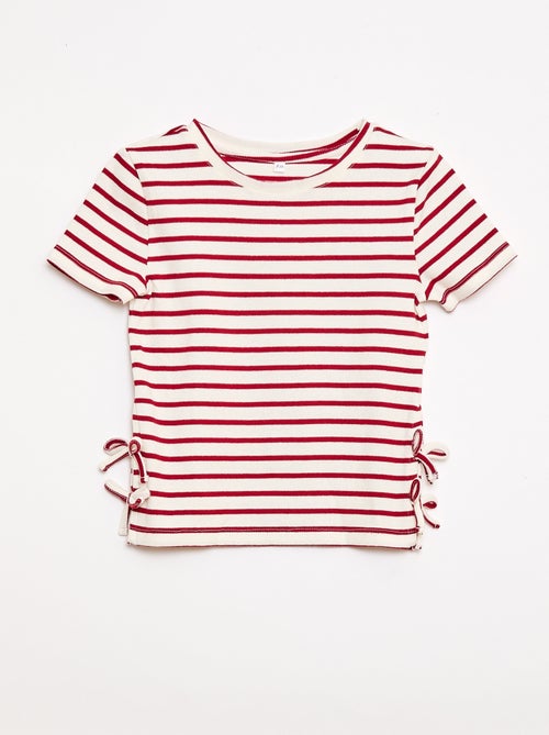 Effen T-shirt met sierknopen - Kiabi