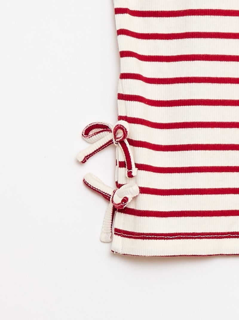 Effen T-shirt met sierknopen Rood - Kiabi