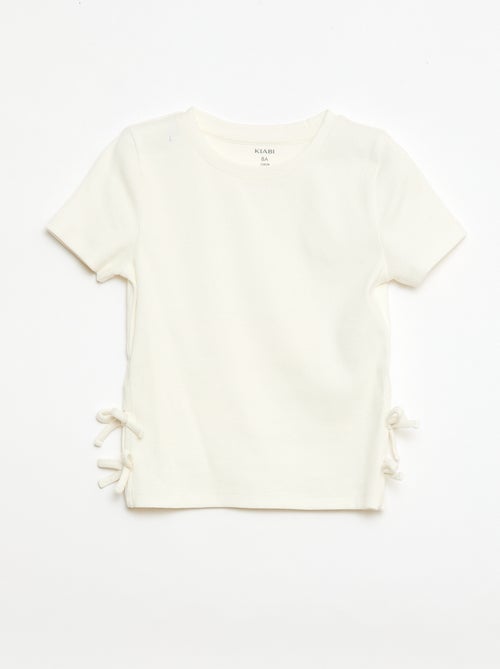 Effen T-shirt met sierknopen - Kiabi