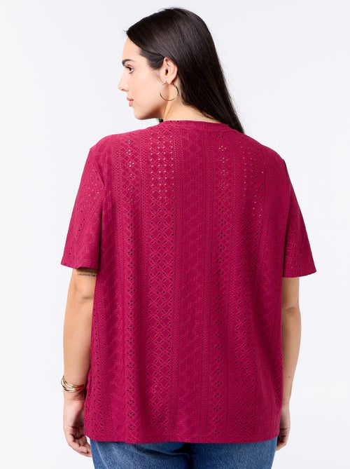 Effen T-shirt van ajourgebreide stof - Kiabi