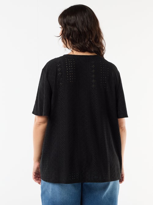 Effen T-shirt van ajourgebreide stof - Kiabi
