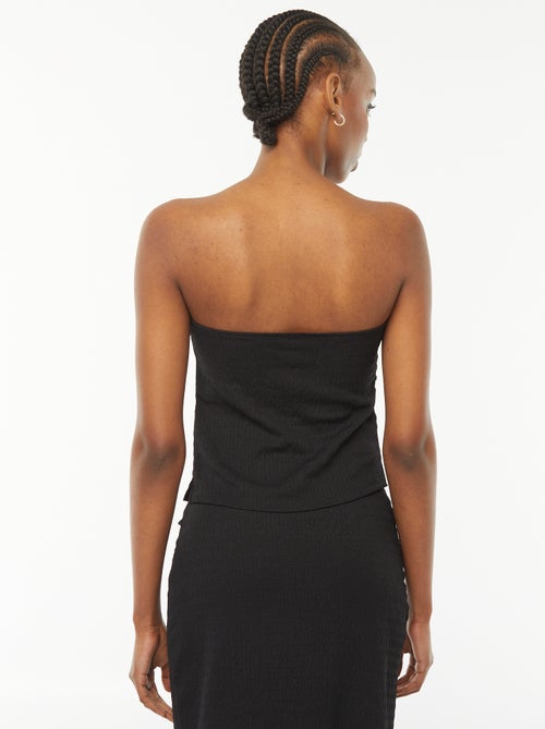 Effen T-shirt van gekreukte stof in bandeaumodel - Kiabi