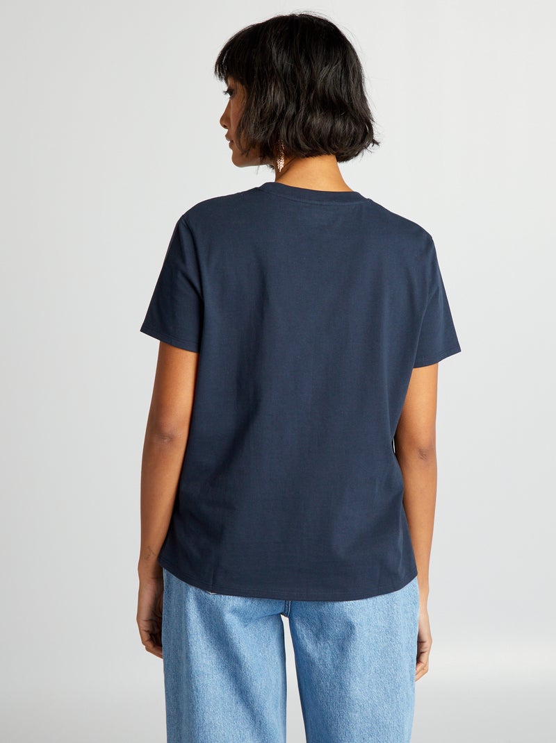 Effen T-shirt van jersey Marineblauw - Kiabi