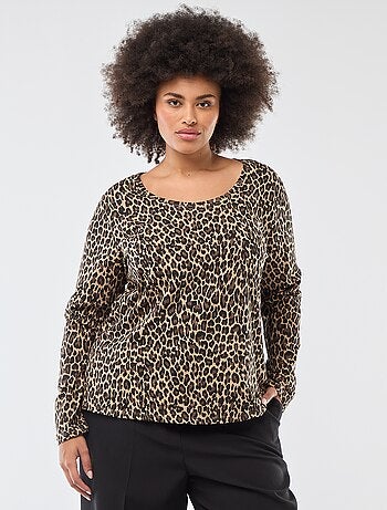 Effen T-shirt van jersey met lange mouw