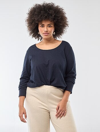 Effen T-shirt van jersey met lange mouw