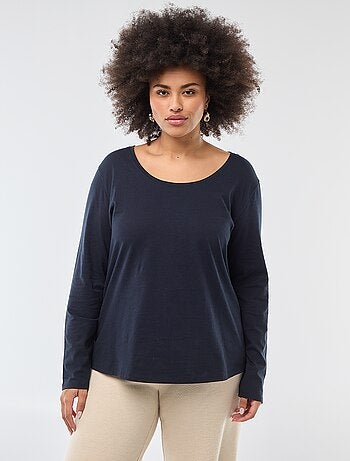 Effen T-shirt van jersey met lange mouw