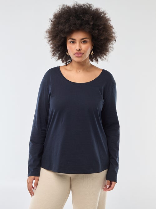 Effen T-shirt van jersey met lange mouw - Kiabi