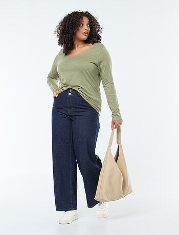 Effen T-shirt van jersey met lange mouw