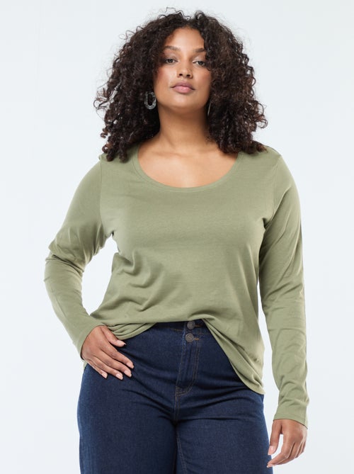 Effen T-shirt van jersey met lange mouw - Kiabi