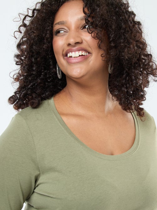 Effen T-shirt van jersey met lange mouw - Kiabi