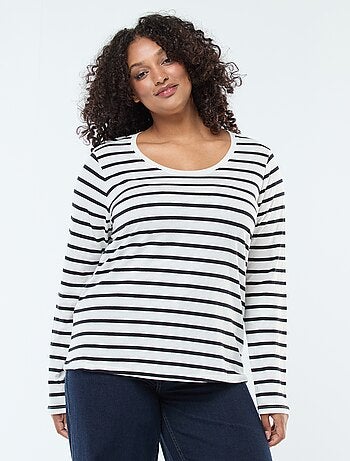 Effen T-shirt van jersey met lange mouw