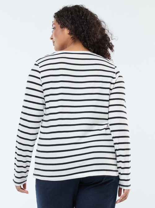 Effen T-shirt van jersey met lange mouw - Kiabi