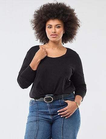 Effen T-shirt van jersey met lange mouw