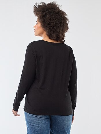 Effen T-shirt van jersey met lange mouw