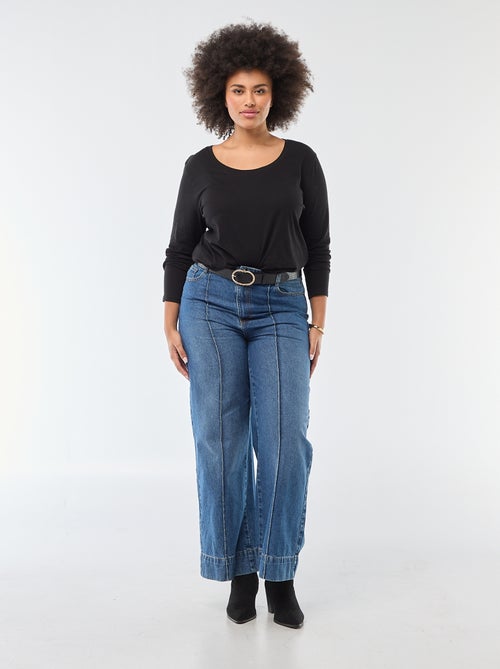 Effen T-shirt van jersey met lange mouw - Kiabi