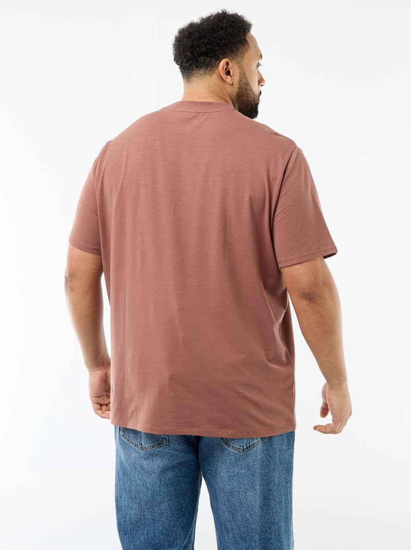 Effen T-shirt van jersey met ronde hals voor heren Bruin - Kiabi