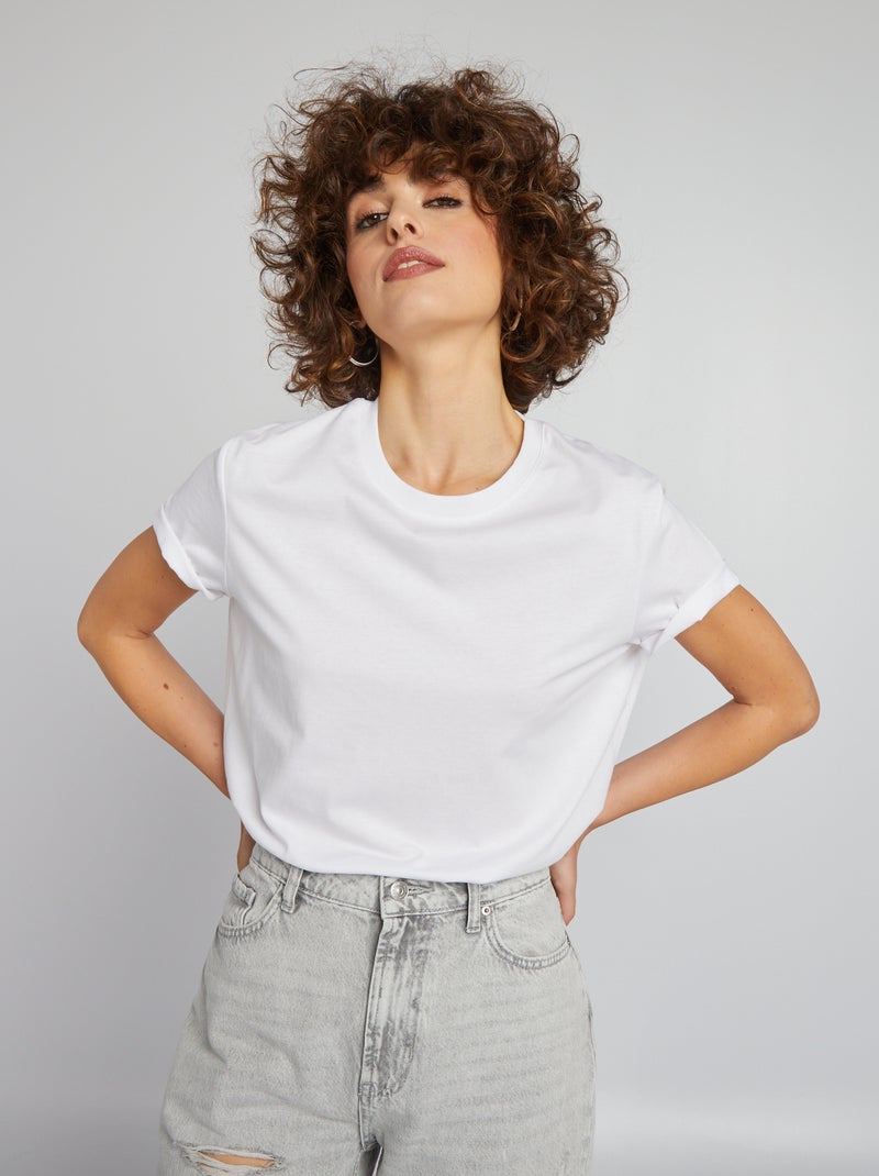 Effen T-shirt van jersey wit - Kiabi