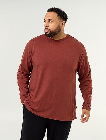 Effen T-shirt van jerseytricot met lange mouwen