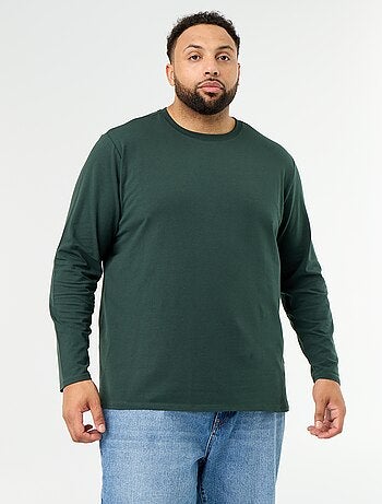 Effen T-shirt van jerseytricot met lange mouwen