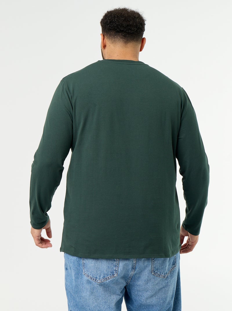 Effen T-shirt van jerseytricot met lange mouwen Groen - Kiabi