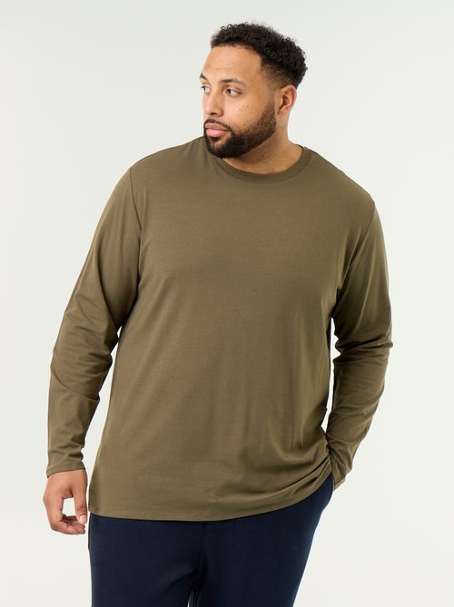 Effen T-shirt van jerseytricot met lange mouwen - Kiabi