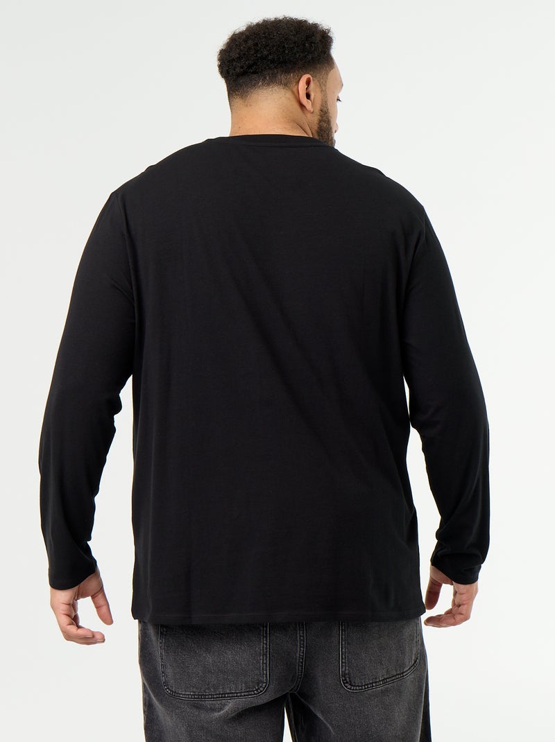 Effen T-shirt van jerseytricot met lange mouwen Zwart - Kiabi