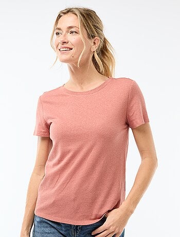Effen T-shirt van linnenmix