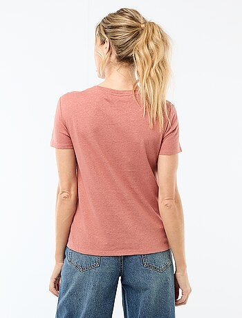 Effen T-shirt van linnenmix