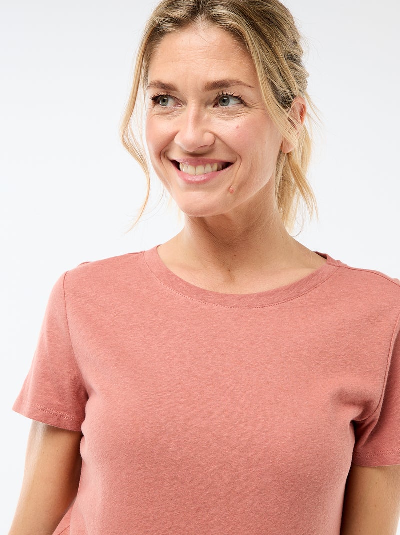 Effen T-shirt van linnenmix Rose - Kiabi