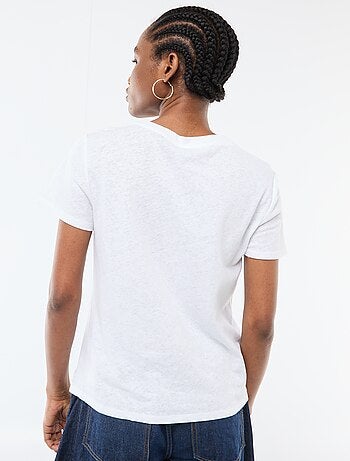 Effen T-shirt van linnenmix
