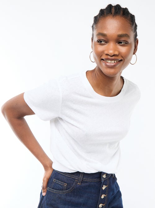 Effen T-shirt van linnenmix - Kiabi