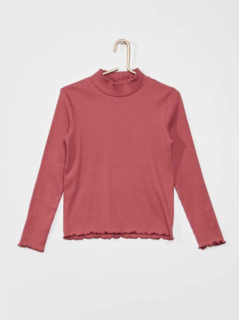 Effen T-shirt van ribstof ROSE - Kiabi