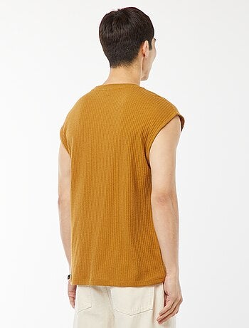 Effen T-shirt van ribstof zonder mouwen