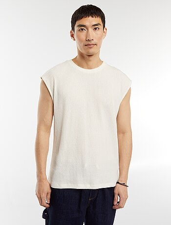 Effen T-shirt van ribstof zonder mouwen