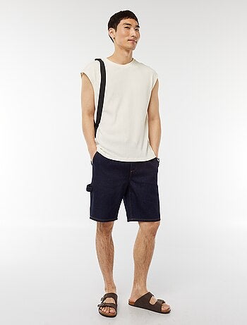 Effen T-shirt van ribstof zonder mouwen