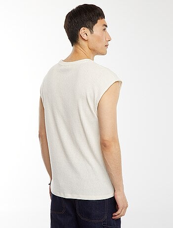 Effen T-shirt van ribstof zonder mouwen