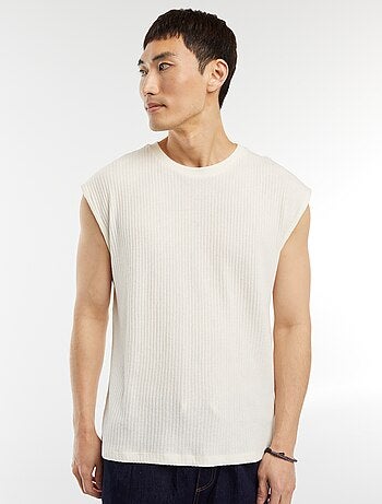 Effen T-shirt van ribstof zonder mouwen