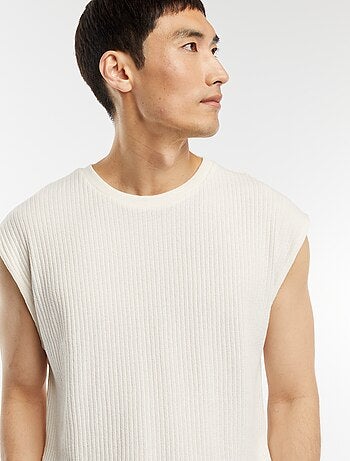 Effen T-shirt van ribstof zonder mouwen