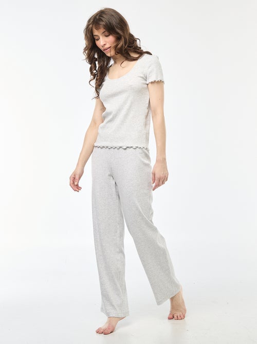 Effen T-shirt van ribtricot met korte mouw - Kiabi