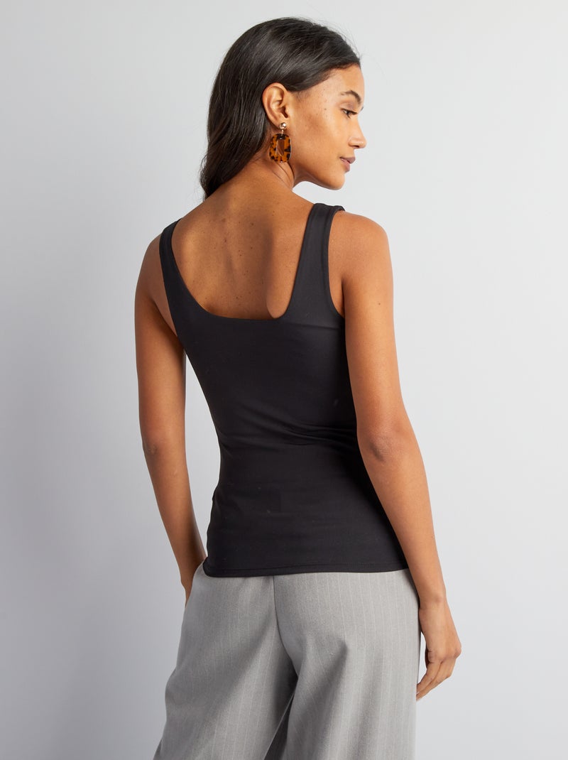 Effen tanktop voor dames met brede bandjes zwart - Kiabi