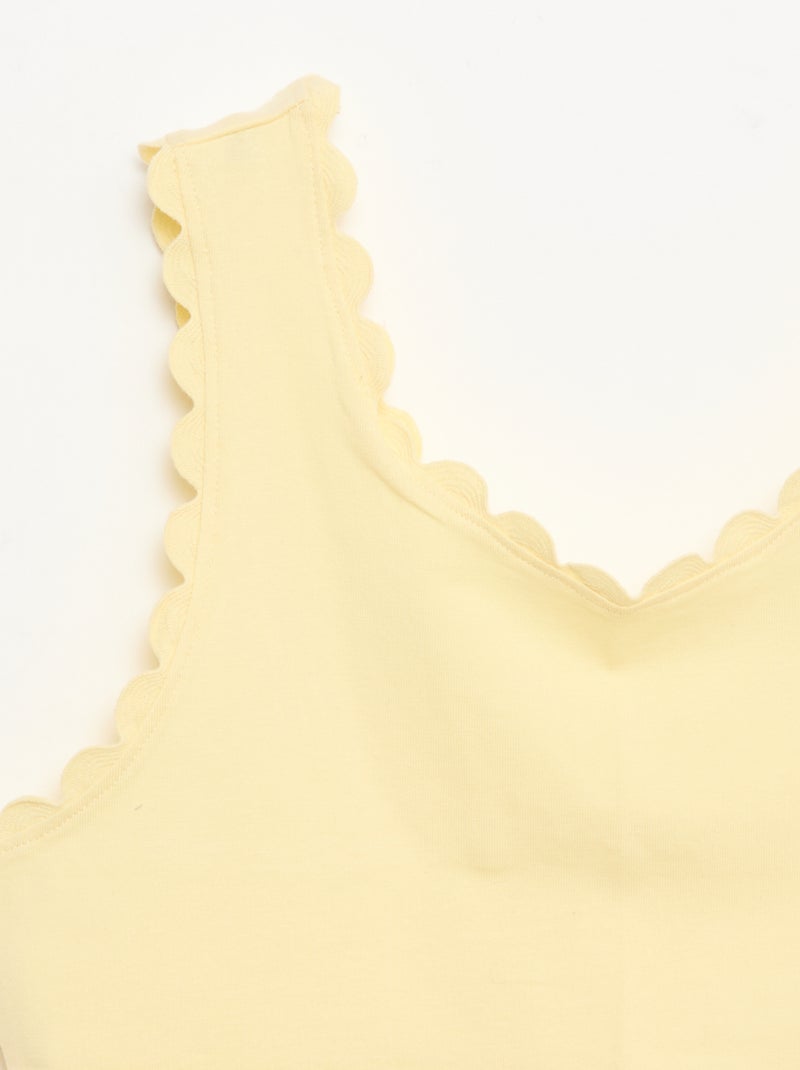 Effen top met golvende randen Geel - Kiabi