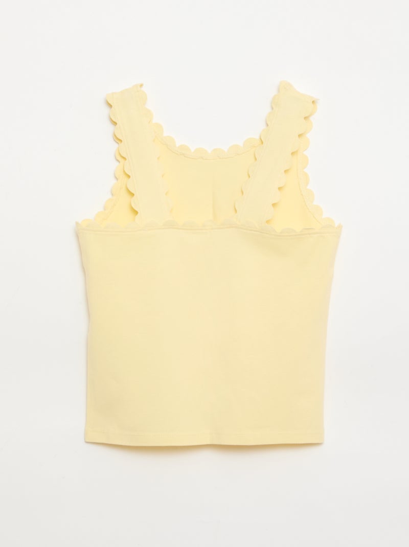 Effen top met golvende randen Geel - Kiabi