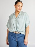Effen top met korte mouw BLAUW - Kiabi