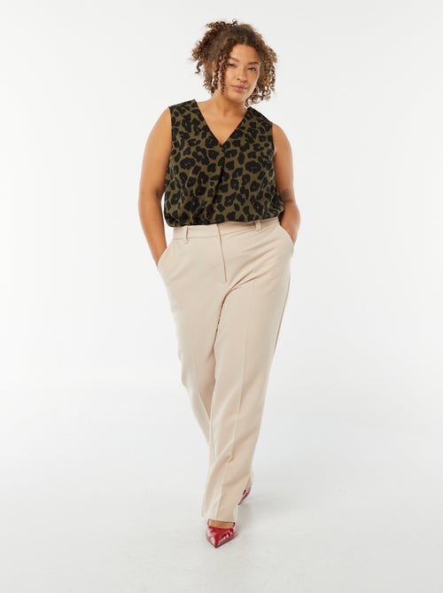 Effen top met origineel stiksel aan de kraag - Kiabi