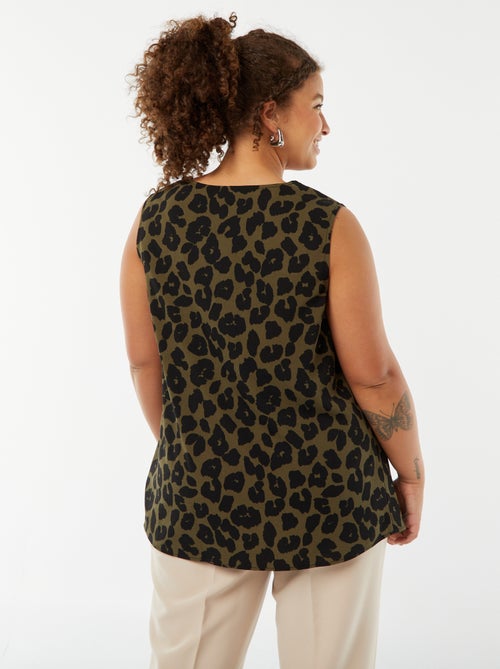 Effen top met origineel stiksel aan de kraag - Kiabi