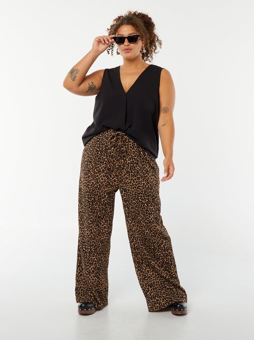 Effen top met origineel stiksel aan de kraag - Kiabi