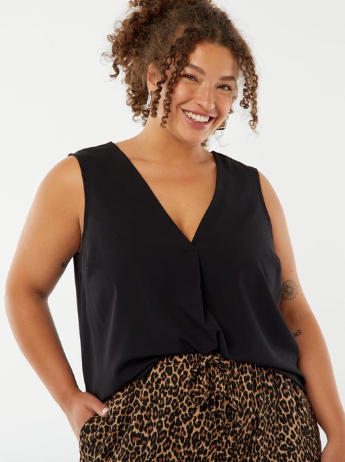 Effen top met origineel stiksel aan de kraag - Kiabi