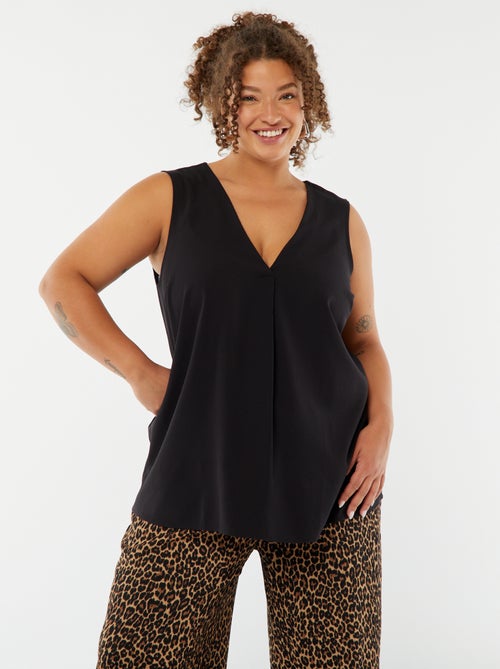 Effen top met origineel stiksel aan de kraag - Kiabi